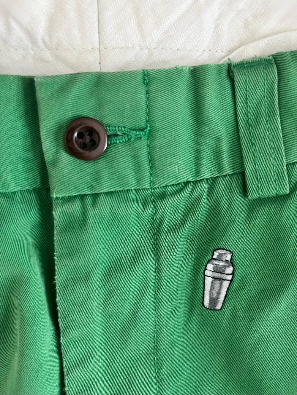 VTG 90s Polo Ralph Lauren Green Martini Shaker Embroidered Chino Pants 34x32 - Picture 12 of 14